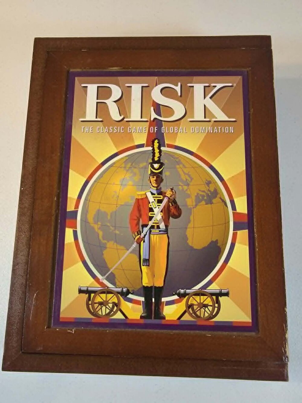 RISK BOARD GAME COLLECTION WOODEN BOX VINTAGE BOOKSHELF GENTLY USED